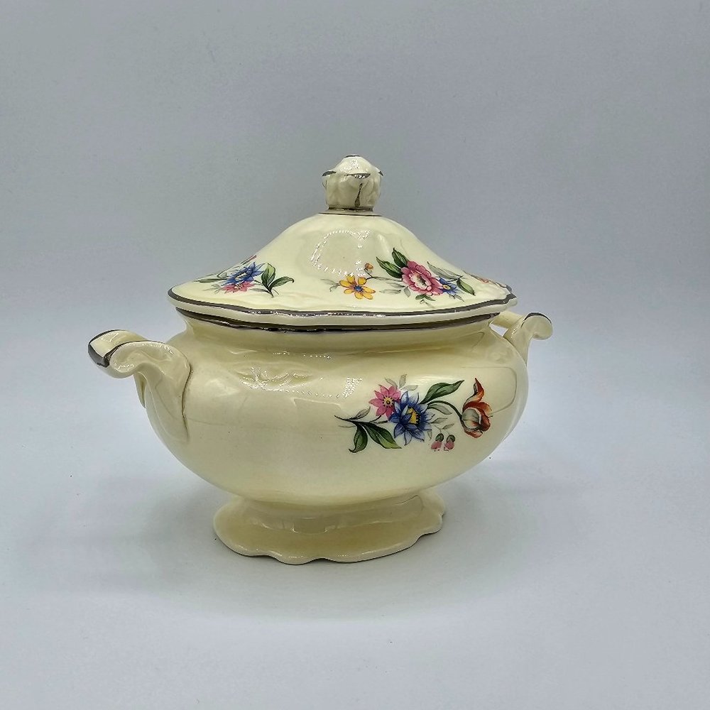 Homer Laughlin Virginia Rose Springtime Sugar Bowl E 51 N8 with Lid